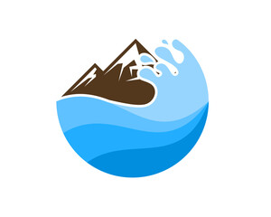 Fototapeta premium Mountain with wave on the circle