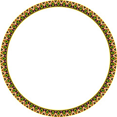 Vector round colored border ornament. Native American tribes framework, circle.