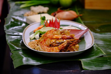 A close-up on a pad thai, a famous dish of thailand.