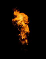 Flame pillar. Isolated fire tongue goes from gas burner.