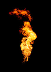 Burning falame of olympic torch isolated on black, olympics symbol, fire element	