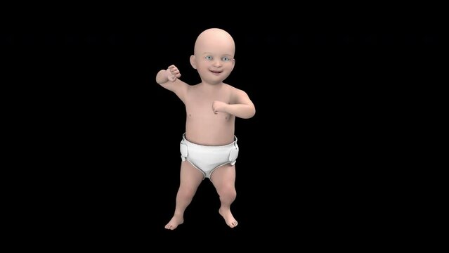 Baby dance - 3d render looped with alpha channel.