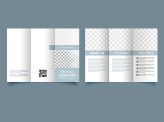 Plain gray folded brochure. Trifold brochure for your business. Vector