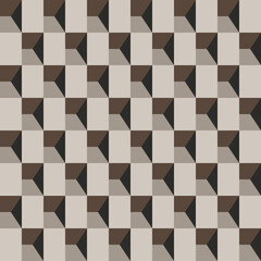 Geometric seamless pattern with geometric rectangle 3d blocks . monochrome pattern for wall decoration. Patchwork ornament. Vector illustration.