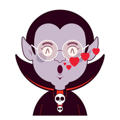Dracula in love face cartoon cute