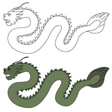 Chinese Dragon in Linear vector illustration