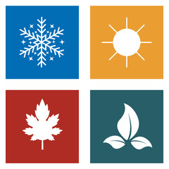 Fototapeta na wymiar A set of icons on the theme of nature. Snowflake, sun, leaf, maple leaf.Four seasons of the year.