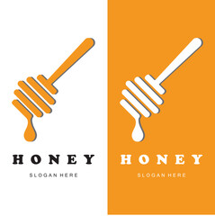 set of creative honey logo with slogan template