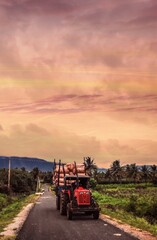 Fototapeta premium tractor on the road