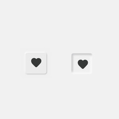 White neumorphic heart icon buttons
