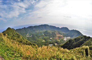 Remote and isolated hidden island Aogashima island in Tokyo, Japan
