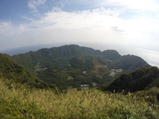 Remote and isolated hidden island Aogashima island in Tokyo, Japan