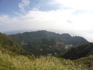 Remote and isolated hidden island Aogashima island in Tokyo, Japan