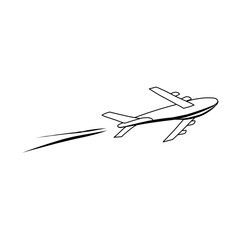 Fototapeta na wymiar Airplane on a white background in doodle style