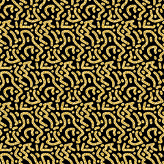 Gold texture hand drawn ornament, seamless pattern black gold shimmer design