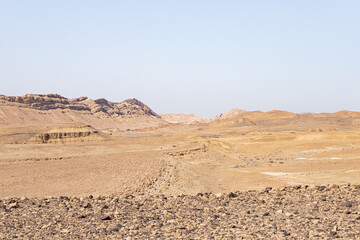 The majestic  beauty of the boundless stone Judean desert in southern Israel