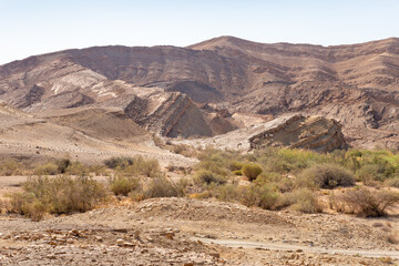 The majestic  beauty of the boundless stone Judean desert in southern Israel