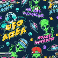 Space invade colorful pattern seamless © DGIM studio
