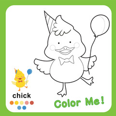 Kids coloring animal page for preschool. Educational printable worksheet. Motor skills for children.