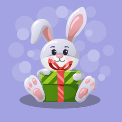rabbit with a gift, symbol of the year