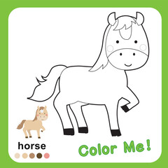 Kids coloring animal page for preschool. Educational printable worksheet. Motor skills for children.