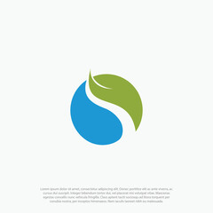 eco friendly logo leaf and water