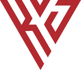 KJ K1 logo alphabet letter icon forming a triangle