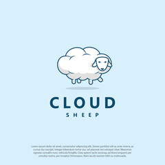 combine sheep and cloud modern logo design symbol vector