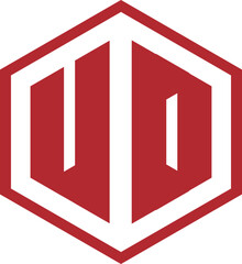 Letter UD Logo Design Template Vector, hexagon, red