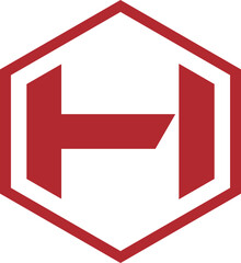letter h hexagon barbell fitnes Icon Logo Design Element sign vector illustration creative design symbol red
