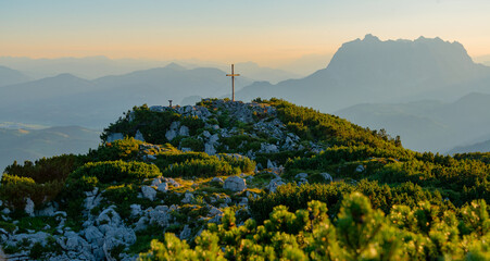 Mountain Cross with sunset
