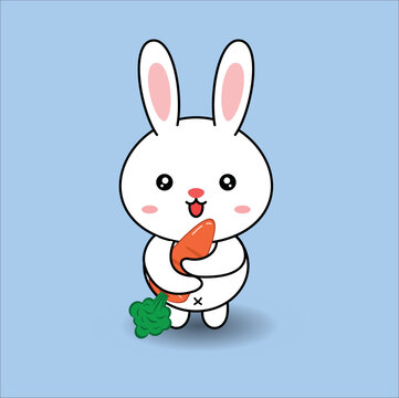 kawaii cute bunny vector design illustration line art