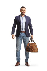 Full length portrait of a professional man carrying a bag - obrazy, fototapety, plakaty