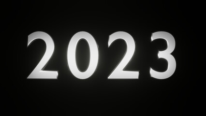 2023 new year metallic numbers, 3d render