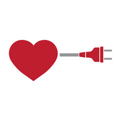 red heart and electrical plug cable