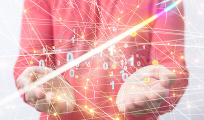 Global network. Blockchain. 3D illustration. Neural networks and artificial intelligence. Abstract  3d