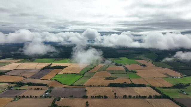 Aerial view of the black island and Cromarty firth in the north east highlands of Scotland during autumn