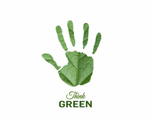 3D Green ecology handprint concept. World Environment day or Earth day concept. 2025 earth day theme- our power our planet