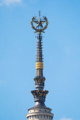 Fototapeta na wymiar spire and tower of Moscow state university with a star and a thermometer