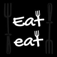 EAT logo design with the letter T as a fork
