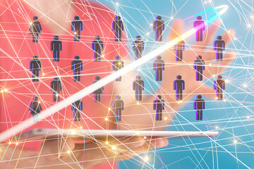 Global network. Blockchain. 3D illustration. Neural networks and artificial intelligence. Abstract