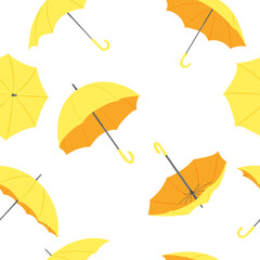 seamless white background, yellow umbrellas