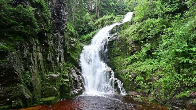Waterfall in the mountains - Kamienczyka waterfall - Szklarska Poreba - Poland	