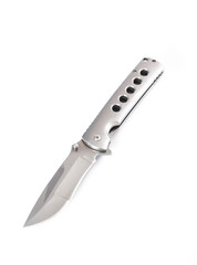 folding pocket knife on white background
