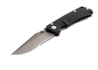 folding pocket knife on white background