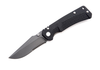 folding pocket knife on white background