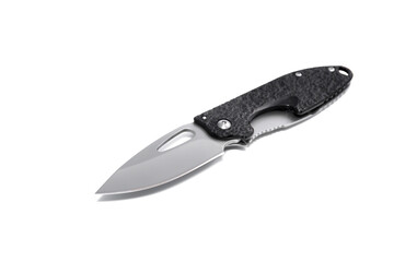 folding pocket knife on white background