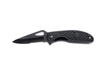 folding pocket knife on white background