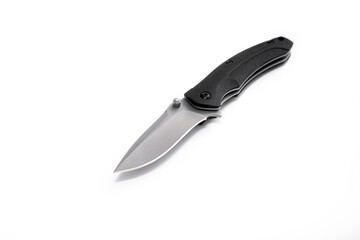 folding pocket knife on white background