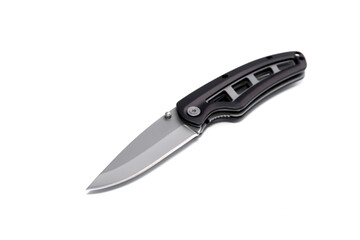 folding pocket knife on white background